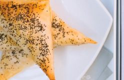 Filo pastry parcels filled with ricotta and sweet vegetables