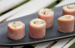 Ham, ricotta and cucumber rolls