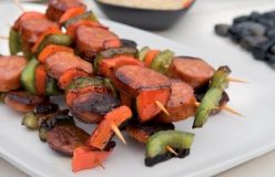 Chorizo and capsicum skewers with buttered couscous