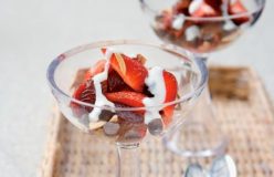 Strawberry, date, almond and chocolate salad with honey yoghurt