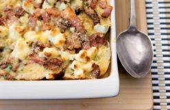 Egg and bacon bread and butter pudding