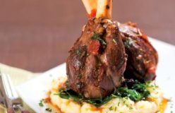 Braised lamb shanks with mashed potato